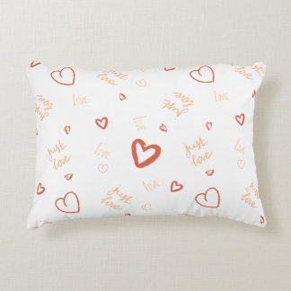 Coussins Décoratifs Art à motif de cœur corail romantique en gribouill