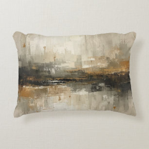 Coussins Décoratifs Art abstrait beige noir gris orange brûlé rustique