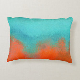 Coussins Décoratifs Art Abstrait Ciel Feu Lava Coral Turquoise Orange