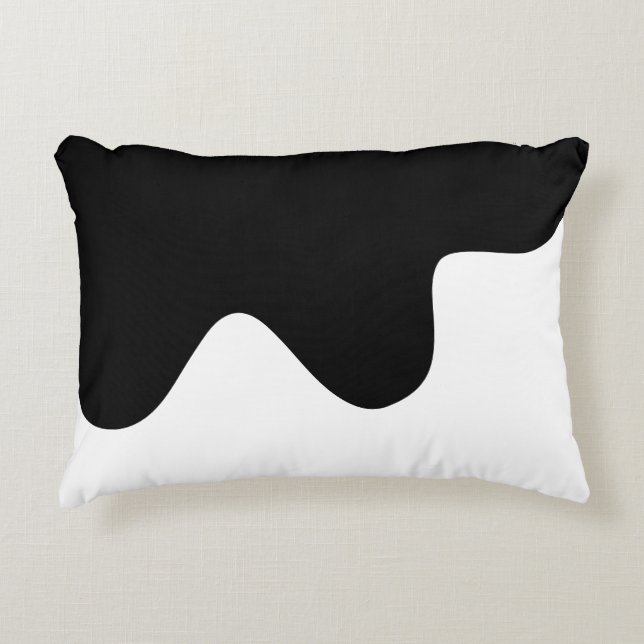 Coussins Décoratifs Art Abstrait minimal moderne noir et blanc (Devant)