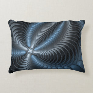 Coussins Décoratifs Art abstrait moderne fractal bleu gris plastique 3