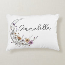 Art céleste personnalisé Croissant de Lune Floral