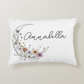 Coussins Décoratifs Art céleste personnalisé Croissant de Lune Floral