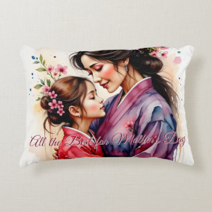Coussins Décoratifs Art de kimono pour la fête des mères avec embrassa