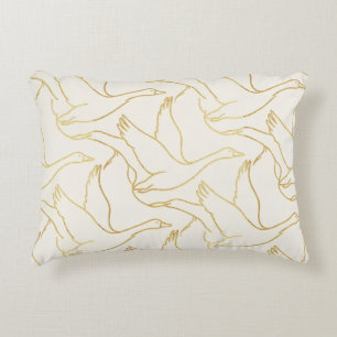 Coussins Décoratifs Art Déco filigrane d'or   Oie Crème Antique
