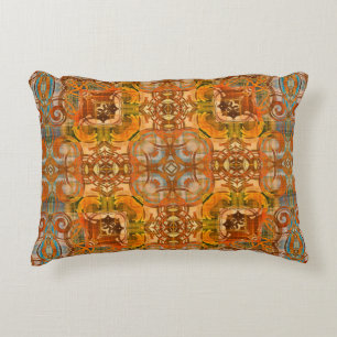Coussins Décoratifs art déco motif vintage ornemental orange, vieux