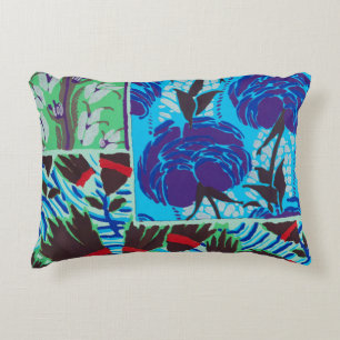 Coussins Décoratifs Art floral bleu et vert maximaliste vibrant