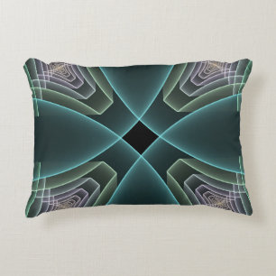 Coussins Décoratifs Art graphique géométrique fractal sarcelle moderne