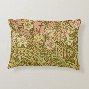 Coussins Décoratifs Art Nouveau Alfonse Mucha fleurs d'oeillets floral