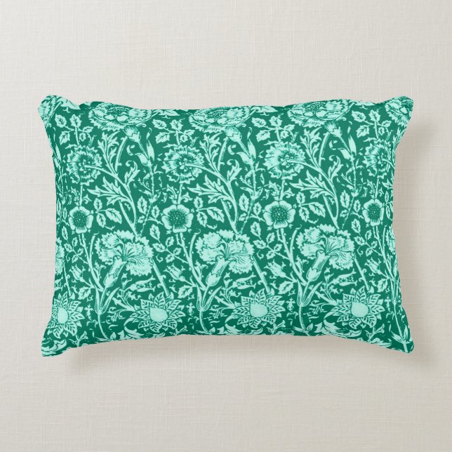 Coussins Décoratifs Art nouveau Carnation Damask, Turquoise et Aqua (Devant)