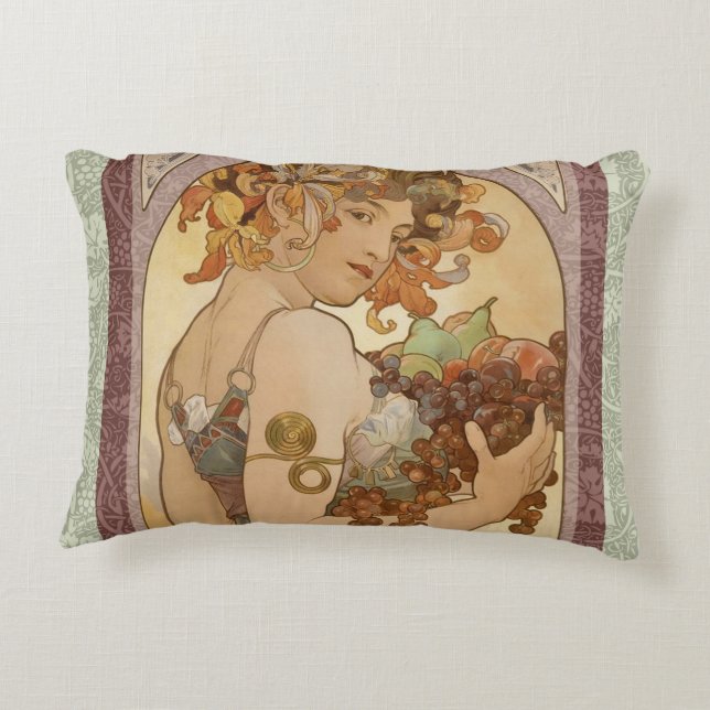 Coussins Décoratifs Art Nouveau Femme Mucha Belle (Dos)