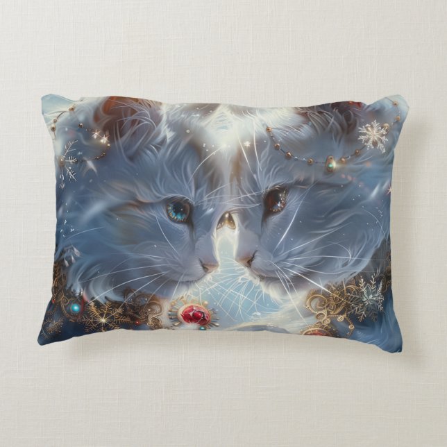 Coussins Décoratifs Art numérique aux chats blancs (Dos)