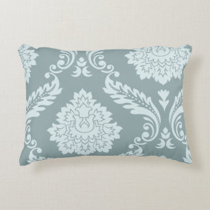 Coussins Décoratifs Art Rococo Damassé I Bleu Canard+Turquoise