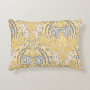 Coussins Décoratifs Arts and Crafts Walter Crane Bleus Tulipes Blanche