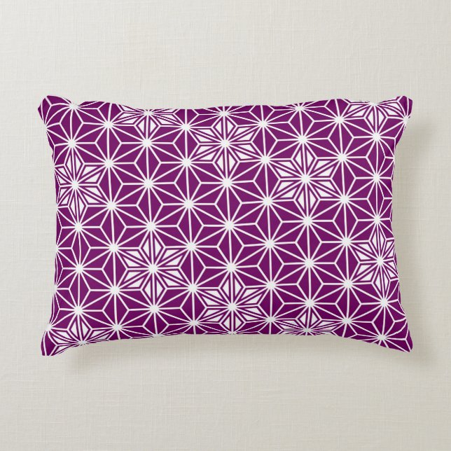 Coussins Décoratifs Asanoha motif japonais - violet d'aubergine (Devant)