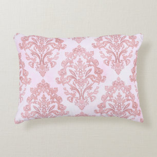 Coussins Décoratifs Assez en rose motif de damas victorien aquarelle