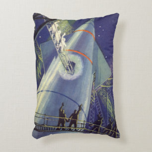 Coussins Décoratifs Astronautes de la science-fiction vintage sur un v
