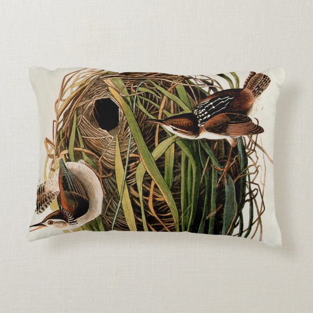 Coussins Décoratifs Audubon Marsh Wren Bird Art (Dos)