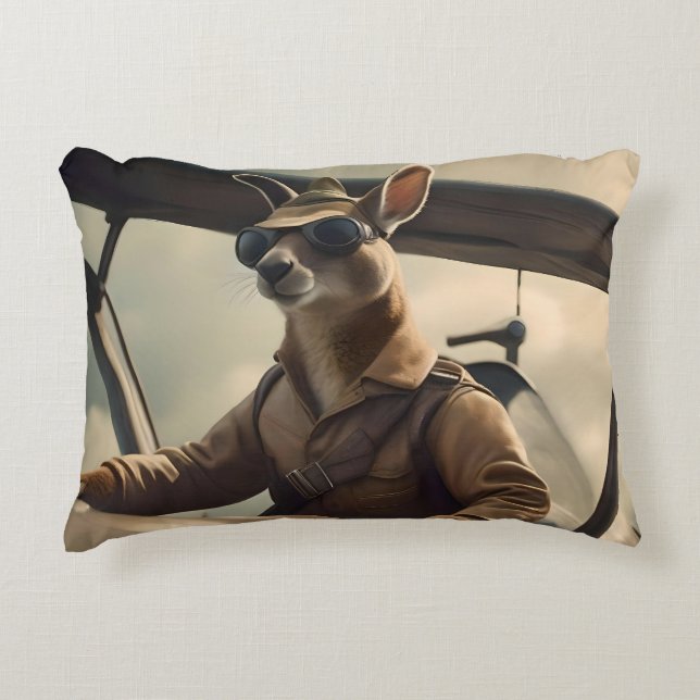Coussins Décoratifs Aussie Kangaroo Avion Pilote, (Devant)
