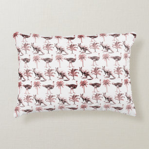 Coussins Décoratifs Australian Toile Luxe Kangourou et Autruche Vint