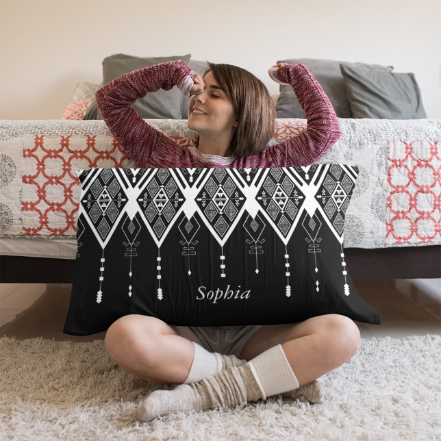 Coussins Décoratifs Autochtone Américain Noir Et Blanc (Créateur téléchargé)