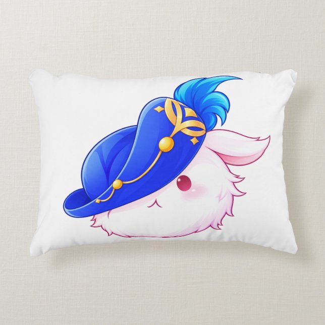 Coussins Décoratifs Autocollant de lapin sorcier bleu mignon (Devant)