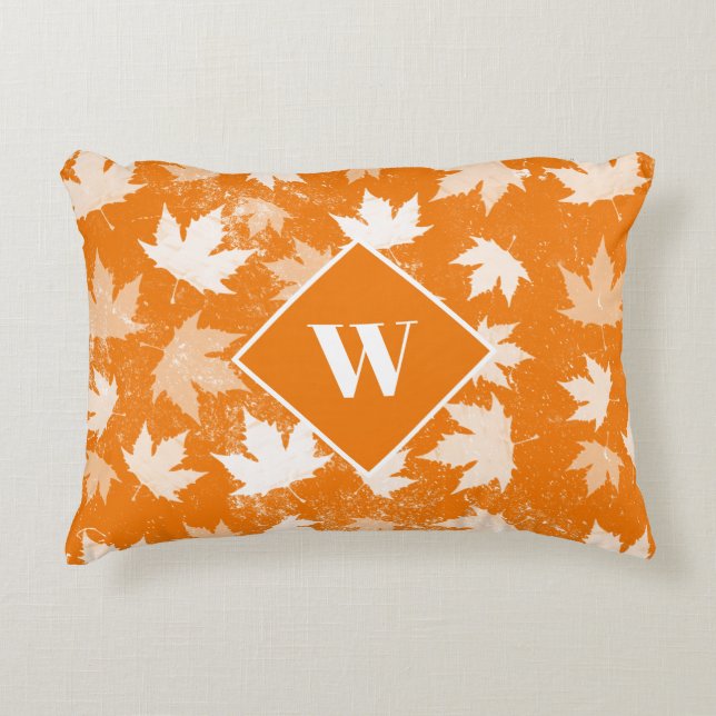 Coussins Décoratifs Automne Feuilles Motif Monogramme (Devant)