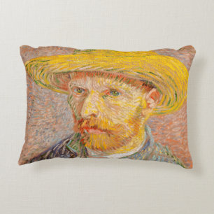 Coussins Décoratifs Autoportrait de Vincent Van Gogh avec chapeau de p