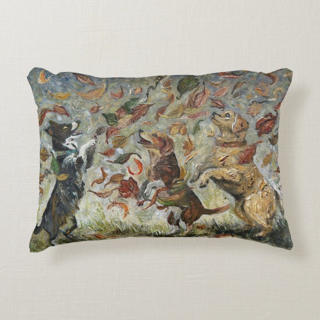 Coussins Décoratifs Autumn Tailwag Whimsical Golden Retriever Dogs Oil (Devant)