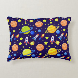 Coussins Décoratifs Aventure Fusées Planètes Étoiles Espace Lumineux