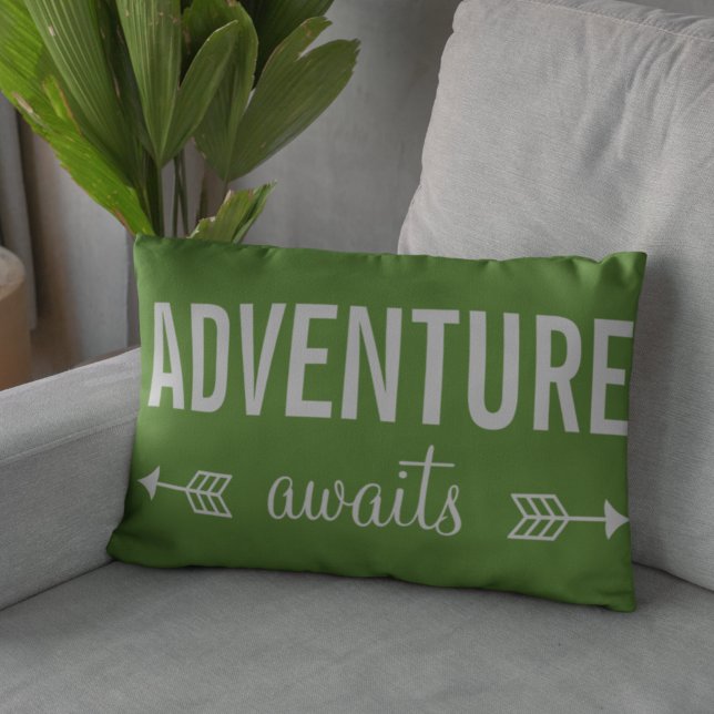 Coussins Décoratifs Aventurier de la Typographie Verte Fraîche (Créateur téléchargé)