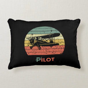 Coussins Décoratifs Avion cool & coucher de soleil, style rétro Vintag