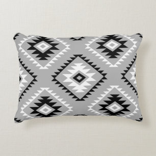 Coussins Décoratifs Aztec Style Motif Grand Motif noir blanc gris