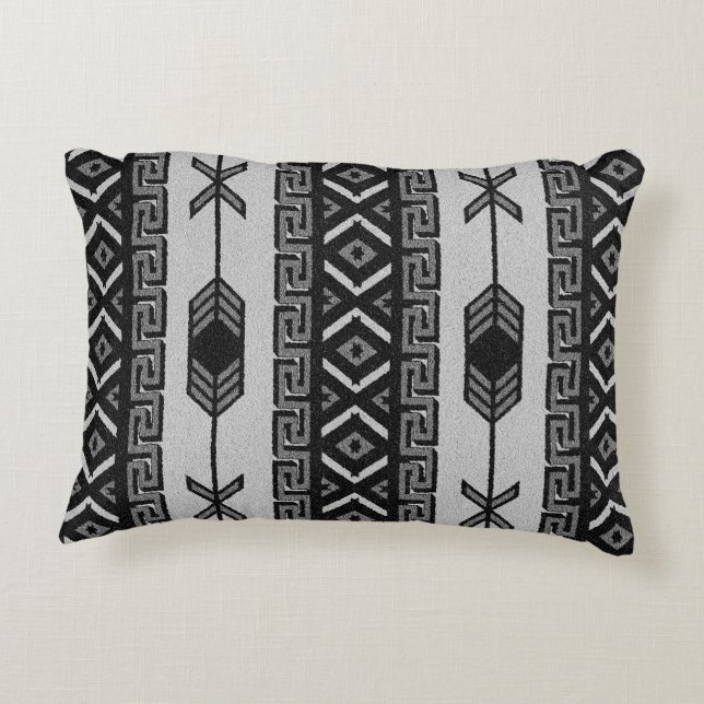 Coussins Décoratifs Aztèque noir et blanc Motif Tribal Sud-Ouest (Dos)