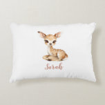 Coussins Décoratifs Baby Deer Nursery Lumbar Pillow | Custom Name<br><div class="desc">Bring a touch of woodland magic to your baby's room with this adorable watercolor baby deer lumbar pillow. Featuring a sweet fawn with soft spots in a delicate hand-painted style, this pillow can be personalized with your child's name, like 'Olivia'. It’s the perfect addition to a forest-themed nursery, a girl's...</div>