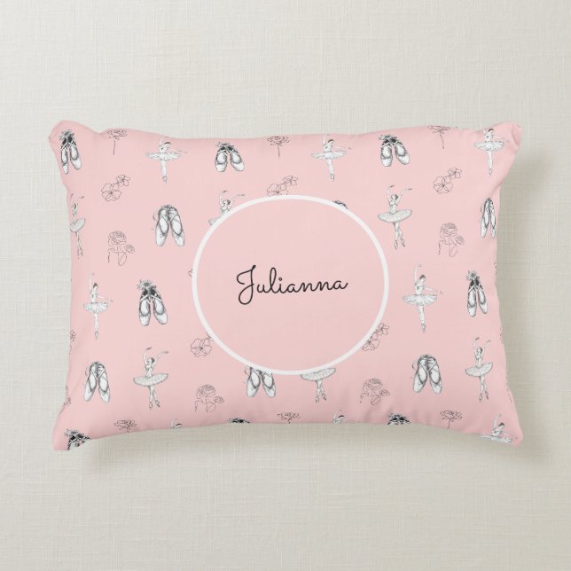 Coussins Décoratifs Ballerina rose et fleurs (Devant)