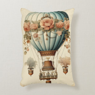 Coussins Décoratifs Ballon vintage Steampunk Floral Blue Hot Air