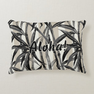 Coussins Décoratifs Bamboo Jungle Hawaiian Stripe - Noir et Taupe