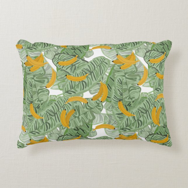 Coussins Décoratifs Banane tropicale moderne Motif vert (Devant)