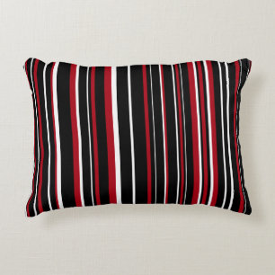 Coussins Décoratifs Bande de codes à barres noir, rouge et blanc