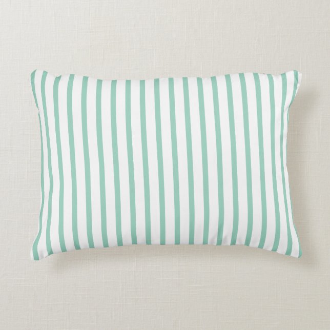 Coussins Décoratifs Bandes blanches vert menthe Saumon Nom (Devant)