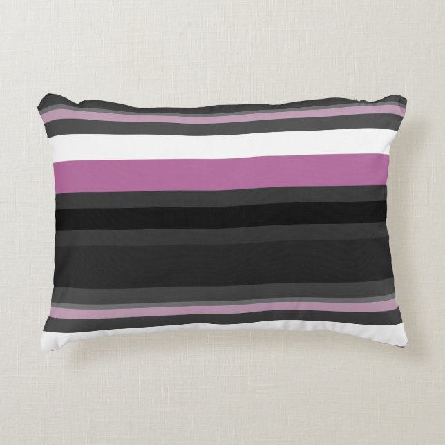 Coussins Décoratifs Bandes noires, grises et blanches (Devant)