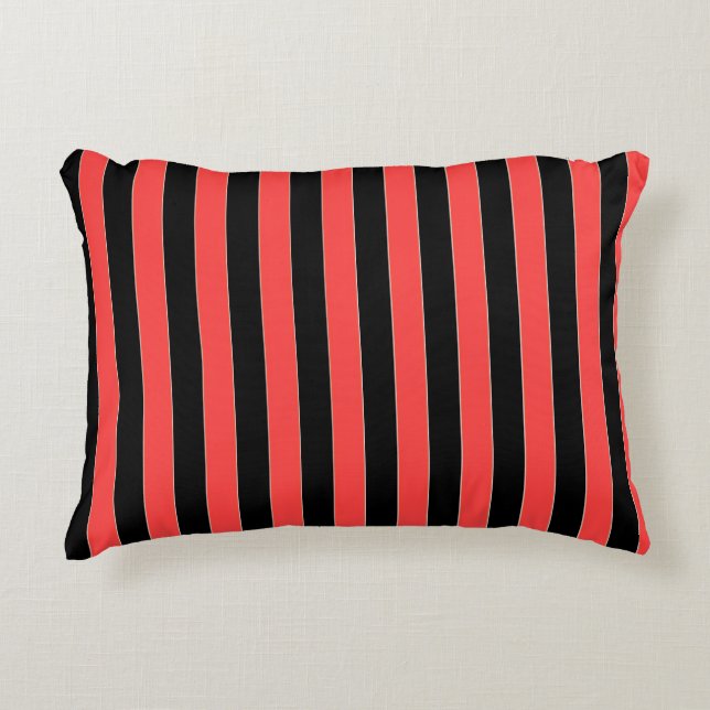 Coussins Décoratifs Bandes noires rouges (Devant)