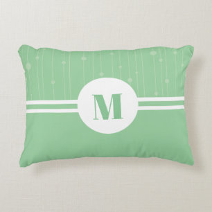 Coussins Décoratifs Bandes vertes à la menthe monogramme pastel minima