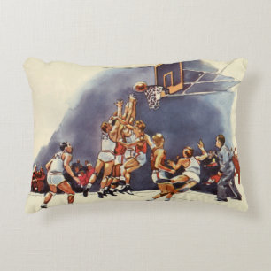 Coussins Décoratifs Basket-ball sportif vintage, joueurs dans un jeu