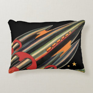 Coussins Décoratifs Bateau à fusée de science-fiction vintage par Spac