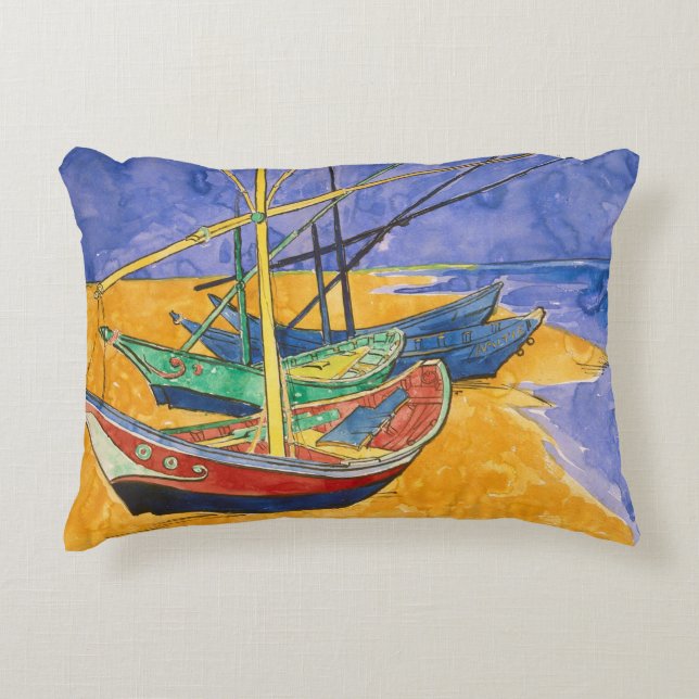 Coussins Décoratifs Bateaux de pêche sur la plage (Devant)
