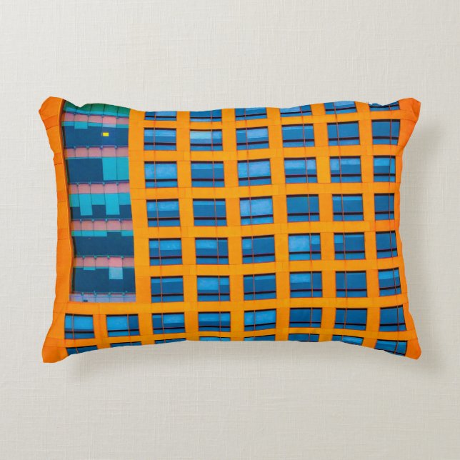Coussins Décoratifs Bâtiment bleu et orange (Devant)