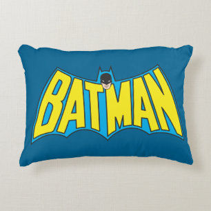 Coussins Décoratifs Batman   Logo Vintage bleu jaune