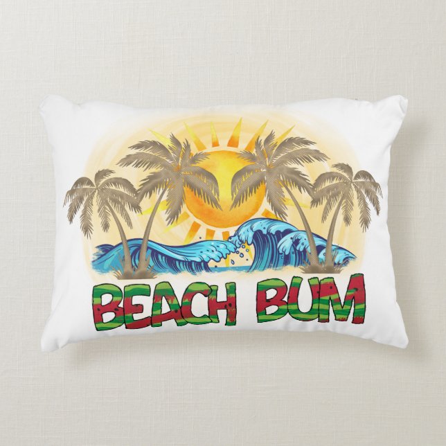 Coussins Décoratifs Beach Bum | Watermelon, Ocean Waves et soleil trop (Devant)
